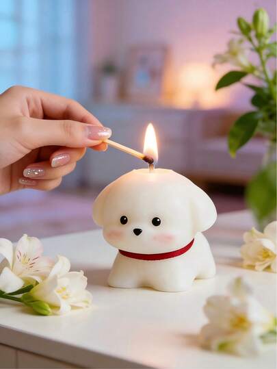 Handmade Soy Wax Dog Shaped Scented Candle Set, Smokeless Candle Gift Box, Creates Relaxing Bedroom Ambiance And Spa Bathroom Environment, Ideal For Pet Lovers, Homeowners, Gift Buyers, Perfect For Valentine's Day, Housewarming, Christmas, Hotel Decor, Romantic Birthday Gift For Friends And Family