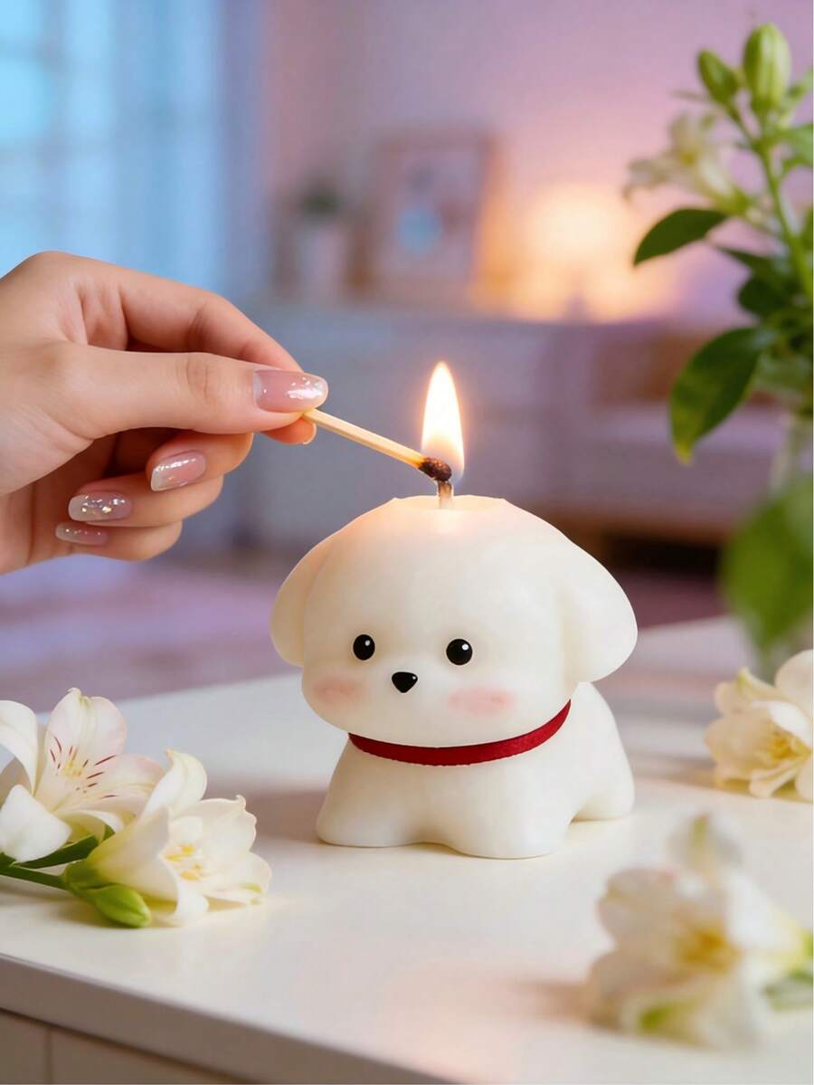 Handmade Soy Wax Dog Shaped Scented Candle Set, Smokeless Candle Gift Box, Creates Relaxing Bedroom Ambiance And Spa Bathroom Environment, Ideal For Pet Lovers, Homeowners, Gift Buyers, Perfect For Valentine's Day, Housewarming, Christmas, Hotel Decor, Romantic Birthday Gift For Friends And Family - Multicolor - View 1
