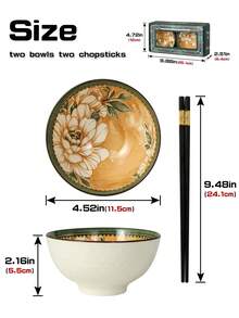 1 Set Camellia Flower Gift Box Tableware Set, Camellia Flower 2/4/6 Bowls & Chopsticks Combination, Alloy Chopsticks, Suitable For Family Dining, Gift, Holiday, Party Tableware - Multicolor - View 3