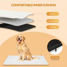 HEXCELEN Foldable Dog Crate, 3-Door Dog Transport Box, 60 X 42 X 42 Cm, Portable Dog Carrier With Reflective Strips And Pockets, Oxford Fabric, Removable Mat, Grey - 灰色 - 查看 6