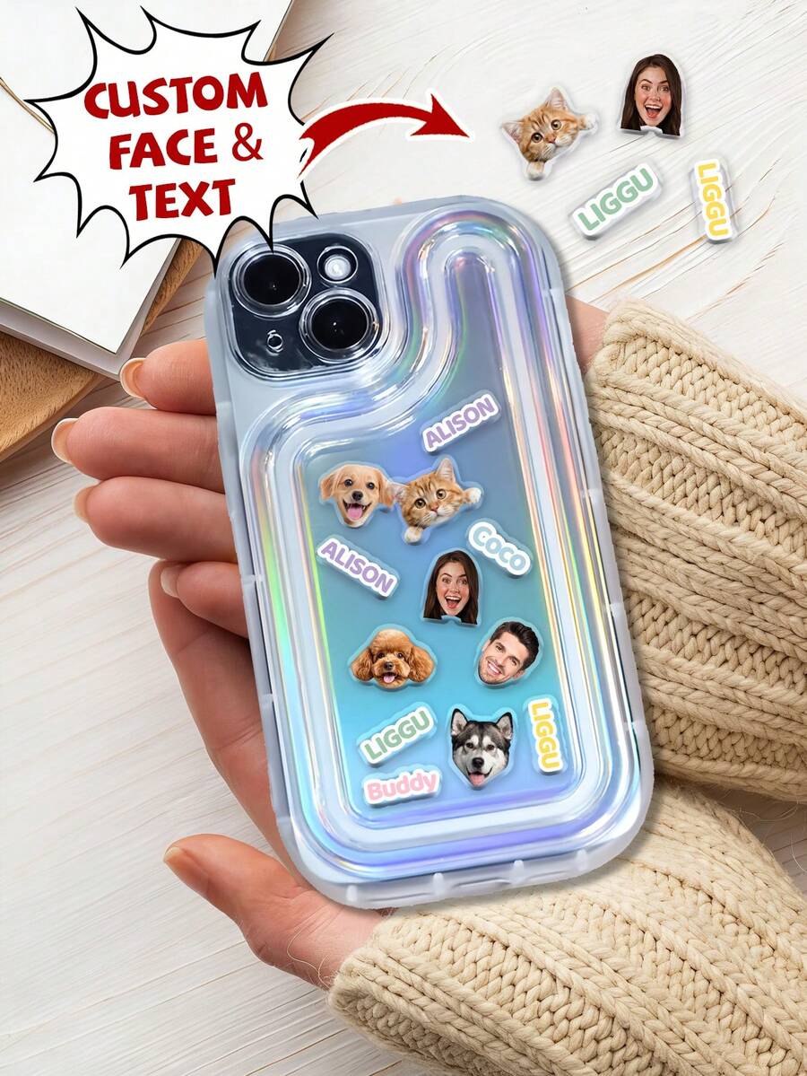 1 pièce Étui de téléphone personnalisé avec expression amusante, étui de téléphone personnalisé avec photo, antichoc, convient pour 5-17pmax. Cadeau idéal pour la fête des mères, la fête des pères, l'anniversaire, l'anniversaire, la cérémonie de remise des diplômes. Cadeau unique pour maman, papa, épouse, mari, petit ami, petite amie, elle, lui, sélection saisonnière. - Multicolore - Voir 1