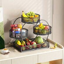 EZIFY Black Heart-Shaped 3-Layer Fruit Bowl Rack - Countertop Storage For Fruits Snacks, Perfect For Party Wedding Picnic Holiday Gift - Black - View 2
