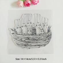 1pc Easter Clear Stamps - Bunny/Egg Pattern For DIY Scrapbooking Card Making - Clear - View 16