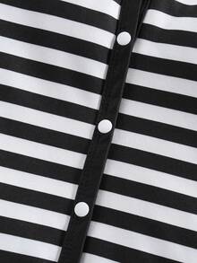 3件套可爱卡通小熊条纹印花长袖连体衣，适合男婴 - 黑與白 - 查看 5