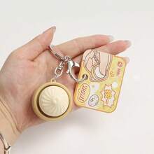 1/2/5pcs New Realistic Mini Steamed Bun Squeeze Toy Keychain, Creative Office Gift, Stress Relief, Fidget Toy, Pendant - Multicolor - View 4