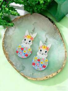 1 Pair Of Acrylic Easter Cute Rabbit, Egg And Chicken Earrings, Suitable For Ladies To Wear At Holiday Parties And As Holiday Gifts - Multicolor 2 - View 16