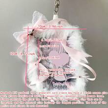 1 pezzo Nuovo e carino portafoto in peluche, adatto per foto da 3 pollici, carte di celebrità, ritratti, biglietti piccoli, carte Gachapon, tessere studente, decorazione fatta a mano con fiocco di strass, accessori correlati ai personaggi dei cartoni animati 2D, porta carte Gachapon di piccole dimensioni, merchandising per fan di idol K-POP, portafoto, custodia protettiva, decorazione pendente per zaino di fandom JK, porta carte Lolita - Multicolore - Visualizzare 2