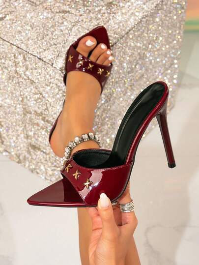 Sandali con tacco alto a punta aperta e scivolo