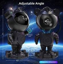 Proyector en forma de astronauta con visor de colores, efecto de galaxia. Funciona como proyector de luz estelar y bocina Bluetooth - Negro - Ver 3