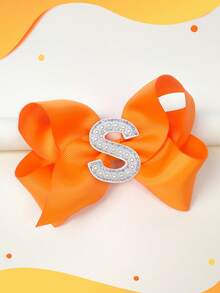 1pc 5 Inch 26 Letters A-Z Pearl Letters Personalized Back To School Ponytail Girl Hair Bow Teenagers Girl Hair Bows With Clips For Festivals Party School Girls Graduation Season Hairgrips For First Day Of School Classroom Girls Students,Teenagers Hair Accessories - 橘色 - 查看 25