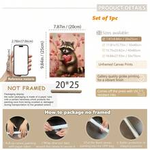 1幅帆布墙画 - 浣熊 | 情人节墙画，粉色情人节装饰，可爱浣熊礼物，俏皮爱心图案，心形绘画可打印模板 | 爱心礼物，艺术印刷品，迷人房间装饰，儿童房装饰 - 婴儿用品_ 带框婴儿房墙画，完美适用于游戏室装饰、婴儿房装饰、育儿室装饰、幼儿园装饰、男孩房装饰、女孩卧室装饰 - 彩色 - 查看 31