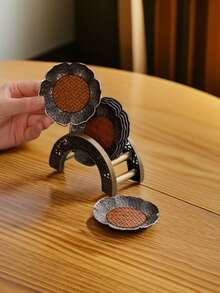 1pc Vintage Silver-Color 7-Inch Lotus Zinc Alloy Coaster, Elegant Heatproof Mat For Tea Room, Home Decor, Office Reception, Sophisticated And Suitable For All Seasons - Multicolor - View 12