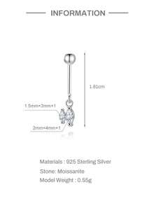 SereneSpark 1pc Moissanite Star Stud Earrings, 925 Sterling Silver, Hypoallergenic, Flat Back Cartilage Earrings, 18K White Gold Plated, Suitable For Daily Wear, Wedding, Party, Engagement, Exquisite Jewelry - White Gold - View 14