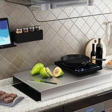 YARNOW Stainless Steel Gas Stove Top Cover Multifunctional Kitchen Rack Induction Cooker Bracket Microwave Storage Shelf Depth Height Thickness Silver - 4535CM - View 2