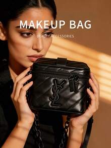 Yves Saint Laurent 黑色方形单肩包，女士圣诞礼物，黑色Logo，休闲日常使用，送给她的礼物