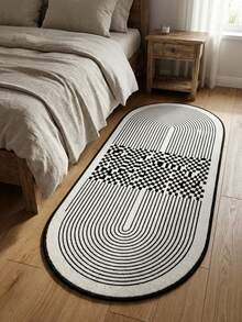 1 pieza Alfombra ovalada lavable de rayas blancas y crema de imitación de cachemira, alfombra decorativa, decoración de dormitorio, alfombra pequeña, alfombra, decoración del hogar, alfombra de sala de estar, alfombra pequeña de sala de estar, alfombra de dormitorio, decoración del hogar de sala de estar, alfombra de exterior, alfombra lavable, muy linda, lavable a máquina, plegable, fácil de limpiar y duradera, hogar personalizado, decoración del hogar de moda, decoración navideña, nuevo artículo de plataforma, vacaciones, hogar personalizado, decoración del hogar de moda, alfombra pequeña - Multicolor - Ver 13