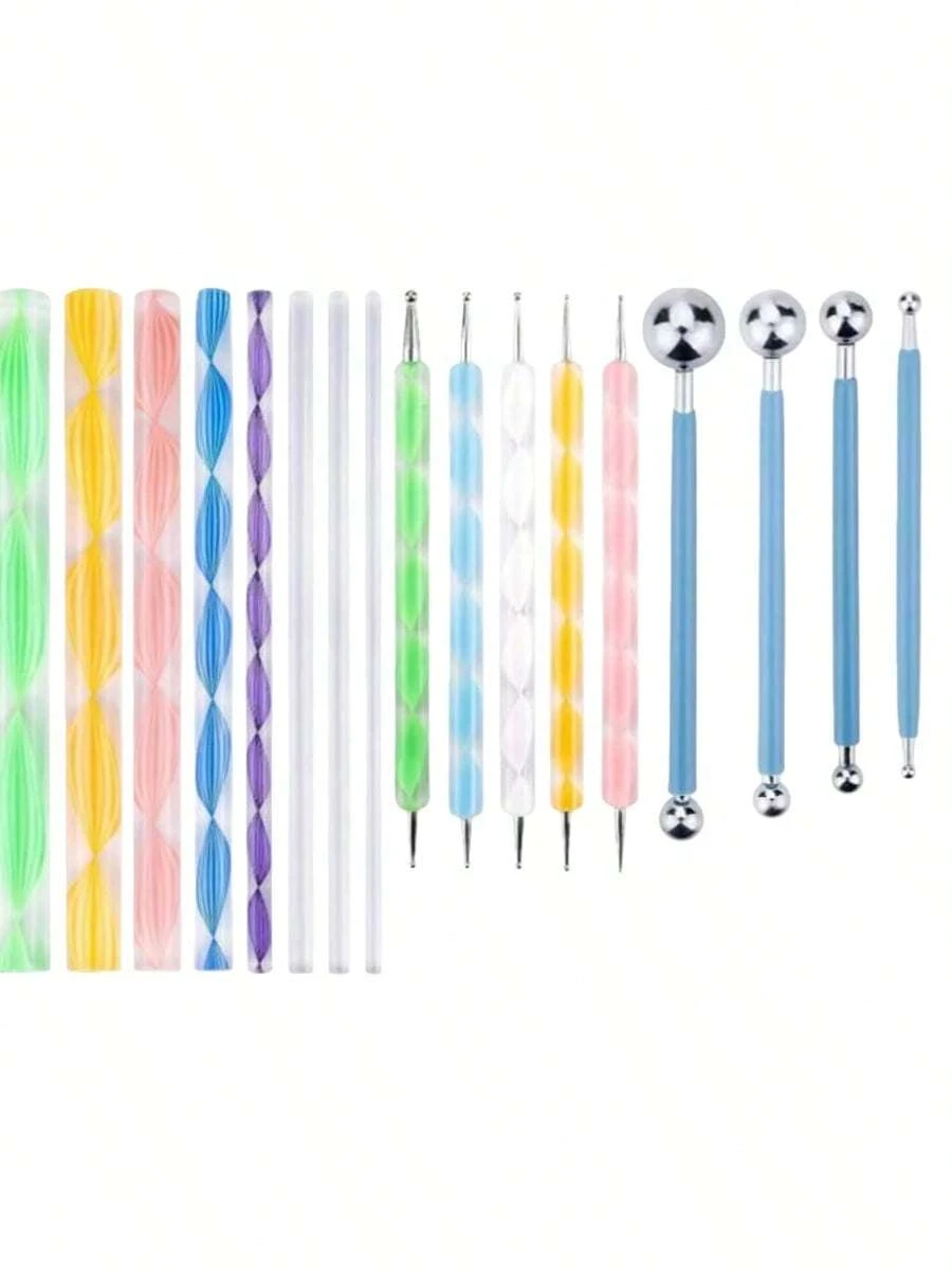 4/8/13pcs Mandala Dotting Tools Set, Includes Stainless Steel Ball Stylus, Paint Palette And Mandala Stencils, Suitable For Rock Painting, Drawing And Sketching - Multicolor - View 1