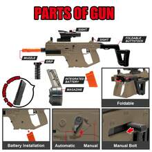 CiJL New VECTOR Electric Gel Ball Gun Toys, Automatic And Manual Double Shooting Modes Water Beads Blaster Toys With Large Magazine & Elastic Bottle, Suitable For Outdoor Shooting Games, The Gifts For Birthday/Holidays/Festival/Christmas, No Include Gel Balls - 駝色 - 查看 3