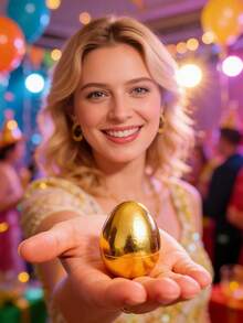 8pcs Shiny Gold Refillable Plastic Easter Eggs, Suitable For Easter Egg Hunt Parties, Gift Boxes, Classroom Rewards, Stuffing Gifts - Multicolor - View 9