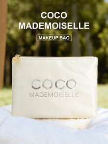 CHANEL Compact & Elegant Cosmetic Bag, Large Capacity, Portable, Makeup Organizer, Travel Pouch, Handbag, Minimalist Style, Makeup Case, Spacious, Travel Toiletry Bag, Fashion Clutch, Storage Bag