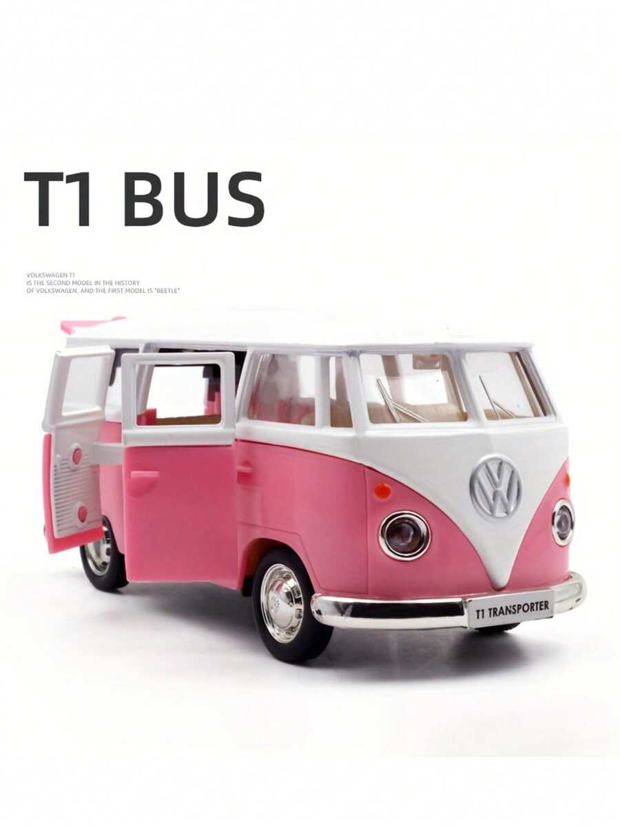 Burago 1:36 比例大众 Samba 巴士合金模型 - 蓝色、粉色、绿色、红色，金属车身，车门可开，摩擦动力，收藏级汽车模型，儿童玩具，节日/生日礼物 - 彩色 - 查看 1