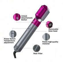 Hatteker 5IN1 Hot Air Styler Upgraded Strong Suction Multi-Functional Hair Dryer With Five-In-One Head Changer For Straight Curling Iron 30MM 40MM Attachments Ion Technology Holiday Gifts - Grey - View 5