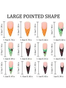 24Pcs Spring Summer Nature-Themed Long Stiletto Press-On Nails 3D Ladybug Leaf Butterfly Pattern Fake Nails - Multicolor - View 5