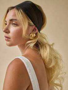 1pc Black Mesh Wide-Brim Headband, Elegant Retro Women Hair Accessory, Hair Band, Hair Hoop - Multicolor - View 1