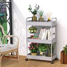 SOLEJAZZ - Carrito de almacenamiento rodante organizador móvil de 3 niveles estante de pie para baño estantería organizador para cocina baño lavadero gris - Gris - Ver 7