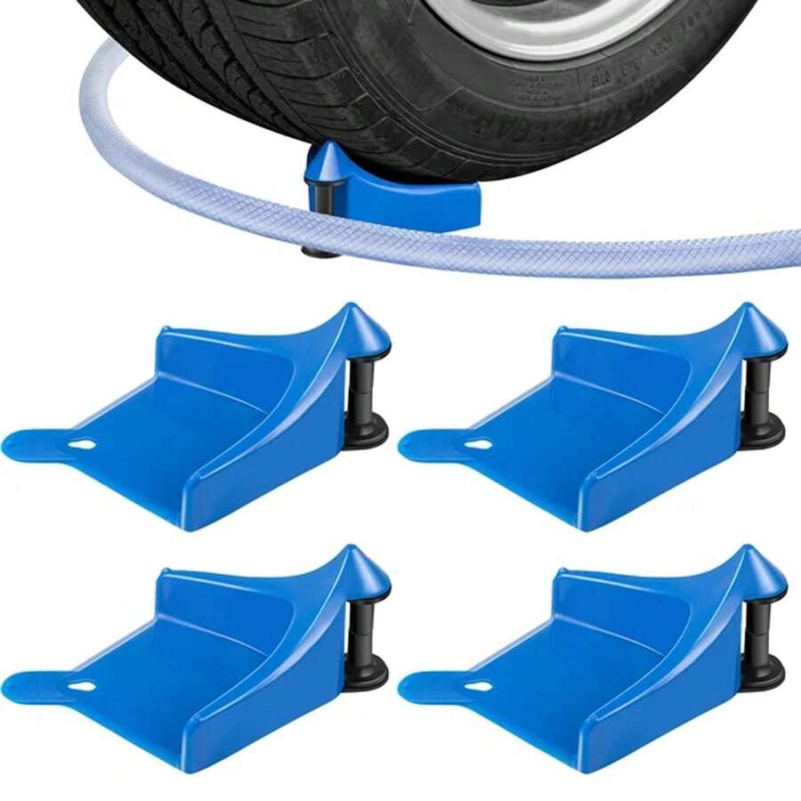 Set Of 4 Car Wash Hose Guides - Protects Cables And Wheels, Prevents Snags And Damage - Black - View 1