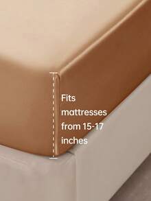 1pc Luxury Satin Fitted Sheet, Fits Mattress Depth 15-17 Inches, Soft & Breathable, Wrinkle-Resistant, Improves Sleep Quality, Luxury Hotel Style, Full Wrap-Around Elastic Band Design, Deep Pockets, Fits Twin, Full, Queen, King Beds, Oeko-Tex Certified, Coral Orange - Coral Orange - View 2