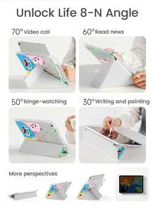 A Cute Cartoon Monster Letter Pattern Double-Sided Acrylic Transparent Crystal Back Cover, Shock-Proof, Suitable For IPad 7th, 8th, 10th Generation (10.2 Inch), Built-In Pencil Slot, Support Sleep/Wake Function, Ideal Christmas And New Year Gift - Multicolor - View 6