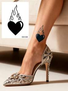 草本果汁半永久纹身贴片 - 情人节、狂欢节礼物 - 暗黑朋克蜘蛛荆棘爱心蝴蝶五角星图案 - Y2K 日常派对节日礼物 - 节日纹身 - 可贴于手背、手臂、脚踝、腰部、腹部、肩部、颈部、锁骨等部位，防水 - 不反光 - 1 片装 - 藍色 - 查看 5