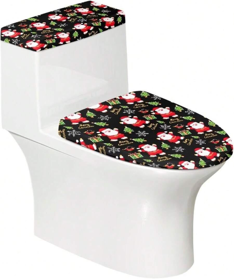 Bathroom Soft Toilet Cover Set 2 Piece Toilet Lid Cover White And Gold Marble Bathroom Decor Washable - 聖誕老人禮物 - 查看 1