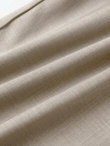 SMILE CHIC PETITE 返校季复古高腰西装裤，轻盈透气宽松修身直筒裤，适合春夏通勤、工作、日常穿着。 - 卡其色 - 查看 11