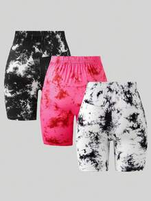 3 件套青春期前女童时尚中腰渐变紧身瑜伽运动短裤 - 彩色 - 查看 2