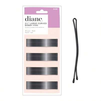 QY- Diane Curved Hair Bobby Pins For Women Bulk Pack Of 40 Large 2.5" Bobby Pins - Black Curved Flat Design With Ball Tips D428 -3788
