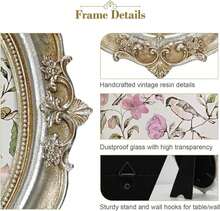 Desklens Vintage Picture Frame, 4x6 Oval Antique Photo Frame With Real Glass Front, Luxury Table Wall Haning Photo Display Home Decor, Gift Ideas, Silver Flower - ColorB - 查看 4