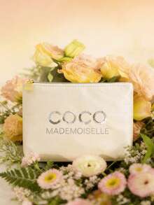 CHANEL Compact & Elegant Cosmetic Bag, Large Capacity, Portable, Makeup Organizer, Travel Pouch, Handbag, Minimalist Style, Makeup Case, Spacious, Travel Toiletry Bag, Fashion Clutch, Storage Bag