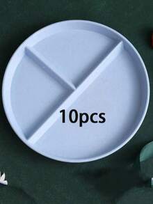 10个/5个/1个套装圆形分隔盘微波炉食品盘水果沙拉托盘厨房，节日，婚礼，生日派对餐具；家庭聚会自助餐盘，派对用品 - 彩色 - 查看 14
