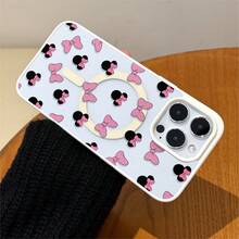 Disney.‌ Minnie Mouse Mickey Mouse Patterned Phone Case Designed With Pink Bows And Black Ears. Compatible With IPhone 17, 16, 15, 14, 13, 12, And 11 Pro Models. Made Of TPU With Shockproof Protection. A Perfect Gift For Family, Friends, Birthdays, Spring Festival, Holidays, Boyfriends, Girlfriends, And Valentine's Day. - trắng - Xem 3