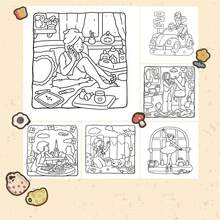 40 Páginas - 210g, Livro de Colorir com Decoração de Cogumelo Fofo para Geladeira, Caderno de Papel Fácil de Preencher, Elementos Decorativos de Cogumelo Curativo, Esquema de Cores Verde e Marrom, com Detalhes de Ímã de Morango, Desenho Relaxante, Adequado para Papelaria, Material Escolar, Presente Perfeito para Meninas, Temporada de Casamento, Dia das Mães - MOMENTOS DE GAROTA - Visão 10