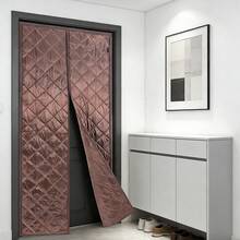 RainWeel Magnetic Thermal Insulated Door Curtain, 39.3 X 82.6in Door Insulation Curtain, Fits Door Size 38 X 82in Center Opening Doorway Curtain, Waterproof Door Covers For Balcony Bedroom Kitchen (Coffee/Gray) - Coffee Brown - View 8