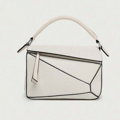 Simple Portable Geometric Bag Autumn And Winter New Versatile Spliced Pebble Crossbody Bag