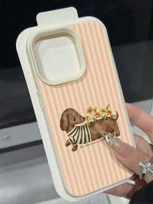 1pc Fashionable Cute Vintage Book Dog Pattern Litchi Texture Anti-Fall Anti-Slip Soft Phone Case, Suitable As Birthday, Holiday Gift For Friends, Family, Couples, Compatible With Apple, Phones - Kiểu 2 (1 cái) - Xem 2