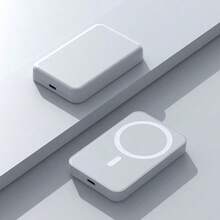 For Battery Pack, 5000mAh Magnetic Power Bank With Type-C Cable Fast Charging Lighting Input Wireless Portable Charger For 16/15/14/13/12/ All Series - White - View 12