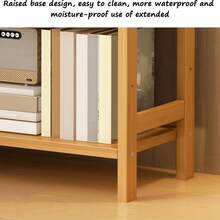 Senmeo 3-Tier Decorative Bamboo Shelving Unit, Sturdy Standing Storage Shelf, Space-Saving Organizer For Kitchen/Bathroom/Living Room (Natural) - Wood Color - View 10