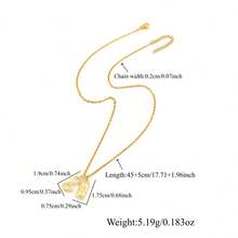 1pc Fashion Simple Rectangular Block Initial Infinity Symbol Pendants Golden Stainless Steel Chain Necklaces For Women - Yellow Gold - View 2