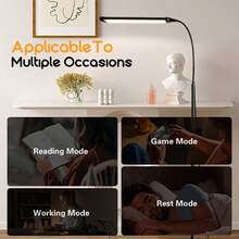 AMILL 53.14-Inch LED Floor Lamp, Smart Light, Multifunctional Dimmable, Bright LED Lash Light For Eyelash Extensions, Adjustable Brightness And Three Color Options, Height Adjustable With A Gooseneck, Suitable For Makeup Lighting On Lash Beds (Black). - Multicolor - View 9