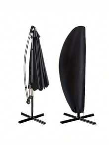 1pc Fabric Patio Umbrella Cover, UV & Dust Protection, Non-Waterproof Outdoor Cantilever Parasol Cover With Zipper - Black Patio Furniture Protection - Multicolor - View 6